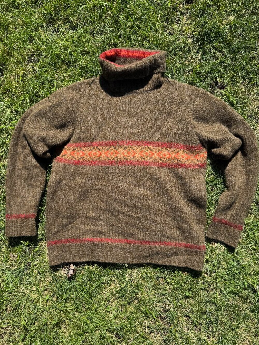 Vintage - Norwegian-Style Wool Sweater (Men's) - Brown/Red